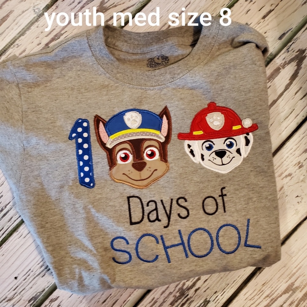 Youth paw patrol 100 days of school shirt